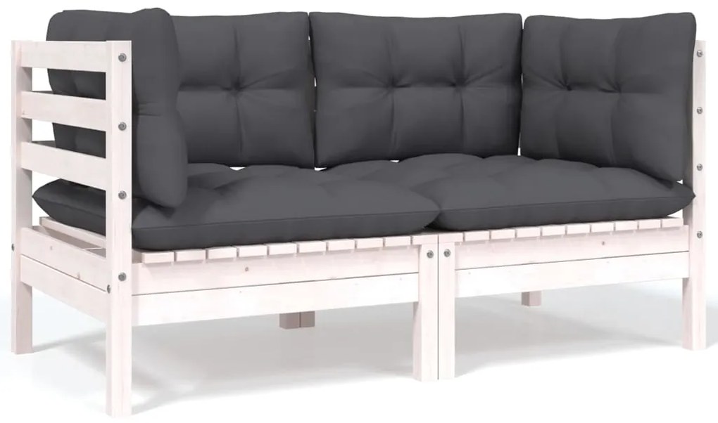 4 pcs conjunto lounge de jardim c/ almofadões pinho maciço