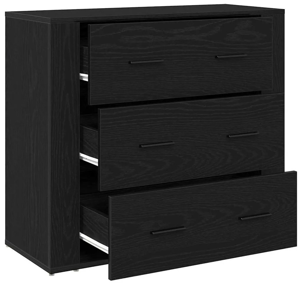 Aparador Preto Carvalho 33x80x70 cm Madeira Ingenheira