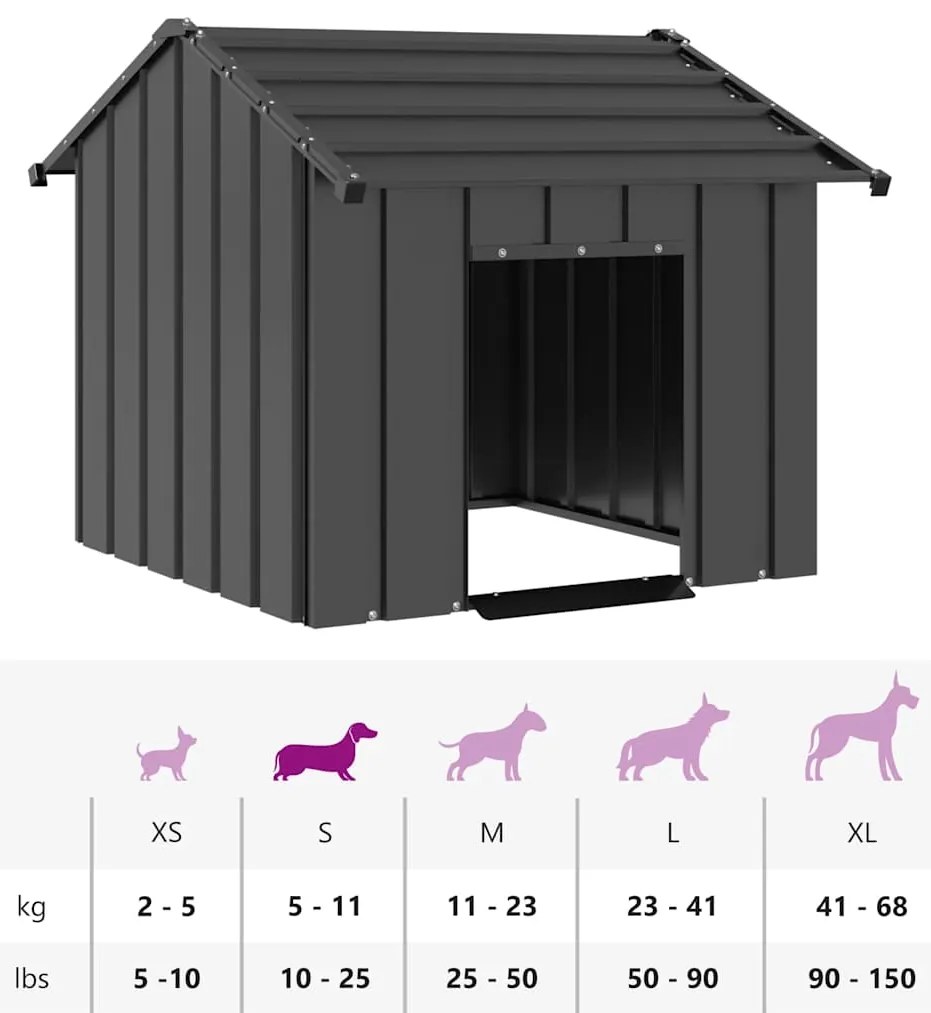 Casota para cães com telhado 85x107x81 cm aço galvanizado