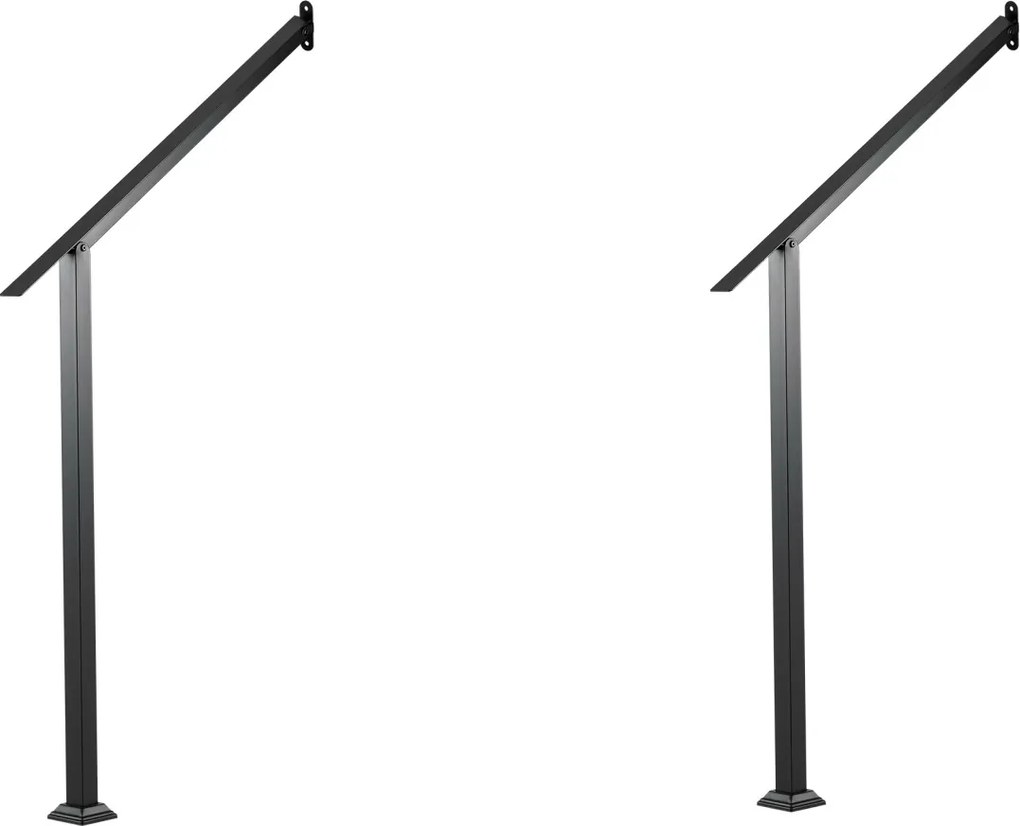 Conjunto de 2 Corrimãos para Escadas de 3 Degraus, 99 x 9 x 74 cm, Ângulo Ajustável de 0° a 150°, Preto