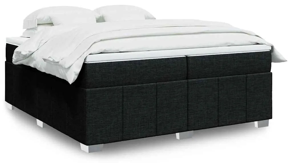 vidaXL Cama com molas/colchão 200x200 cm tecido preto