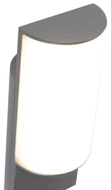 LED Candeeiro de parede exterior moderno cinzento escuro com sensor claro-escuro - Harry Moderno