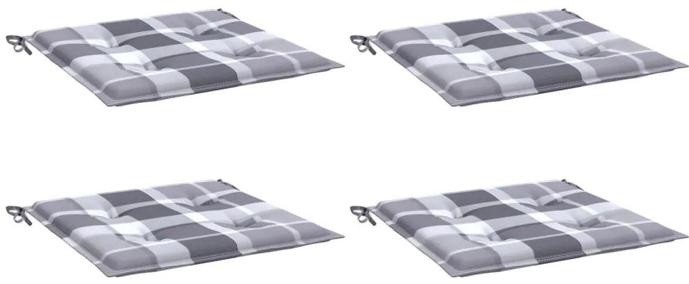 Almofadões cadeiras jardim 4pcs tecido oxford xadrez cinzento