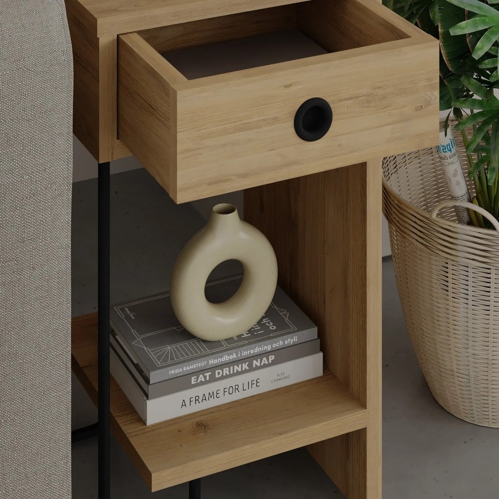 Mesa de Cabeceira Sirius Right – Carvalho – 32x61x30 cm