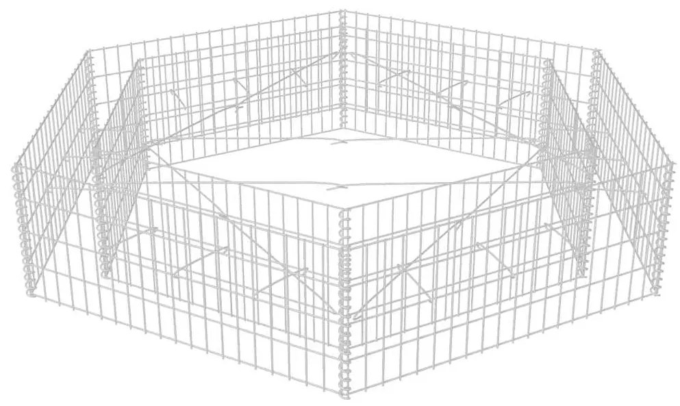 Canteiro elevado/cesto gabião hexagonal 200x173x40 cm