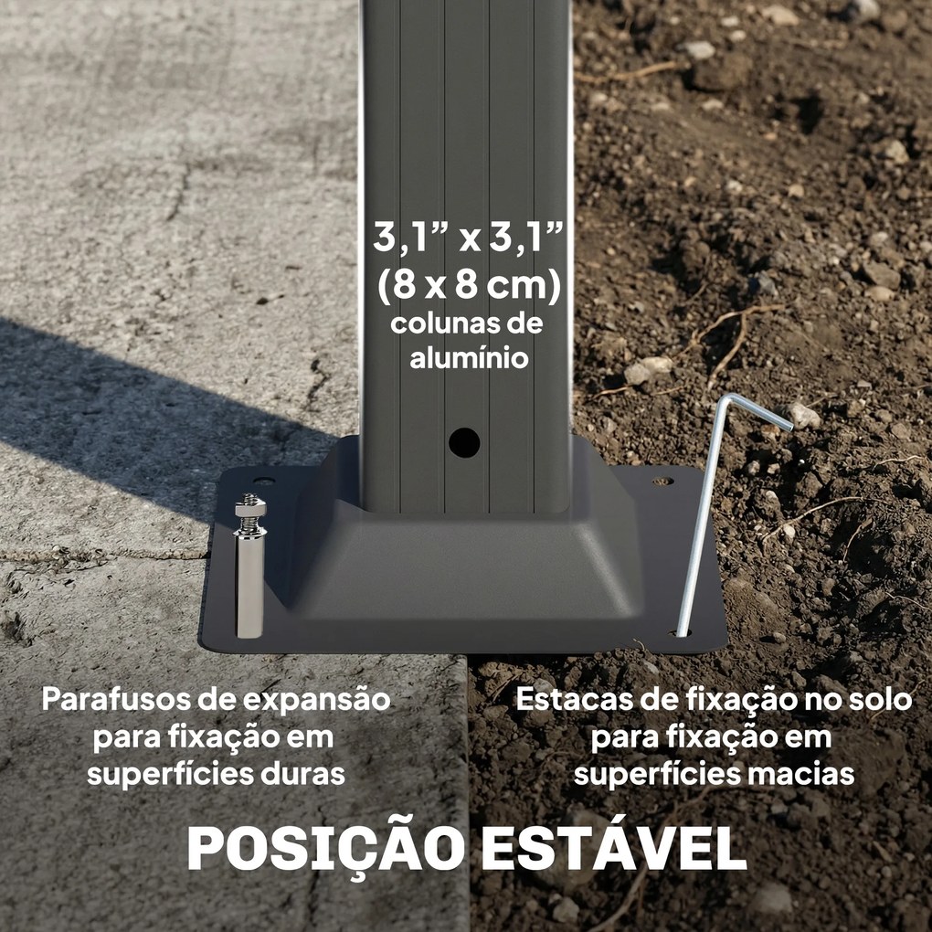 Pérgola de Jardim 3x5,7 m com Teto de Lamas Ajustável a 90° Manivela Estrutura de Alumínio UPF50+ Cinzento Escuro