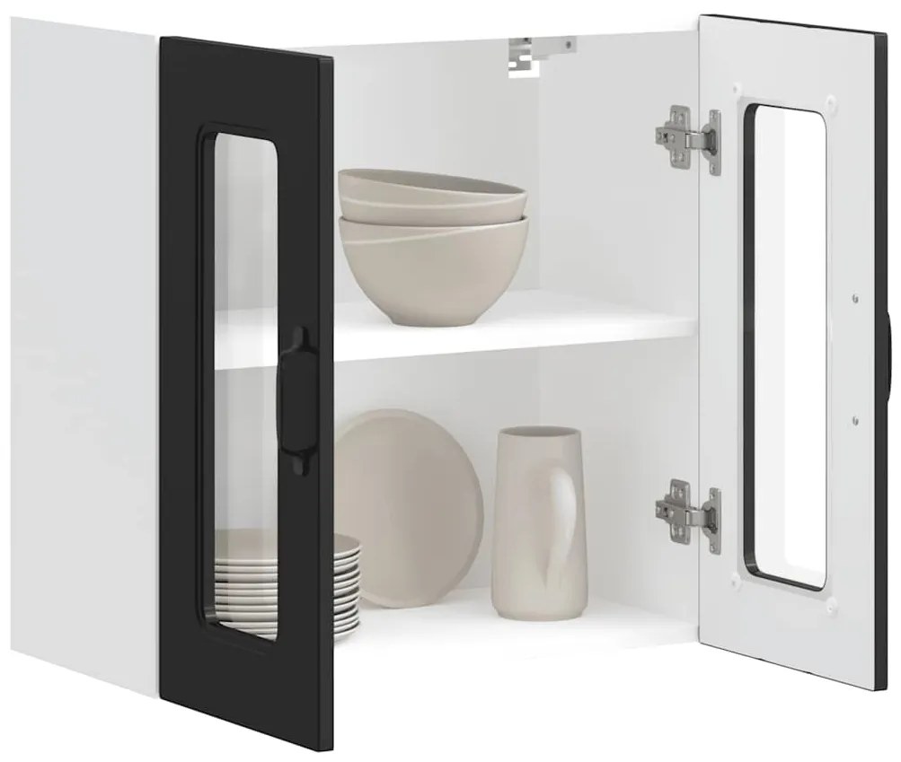 Armário de parede de cozinha porta vidro Kalmar preto
