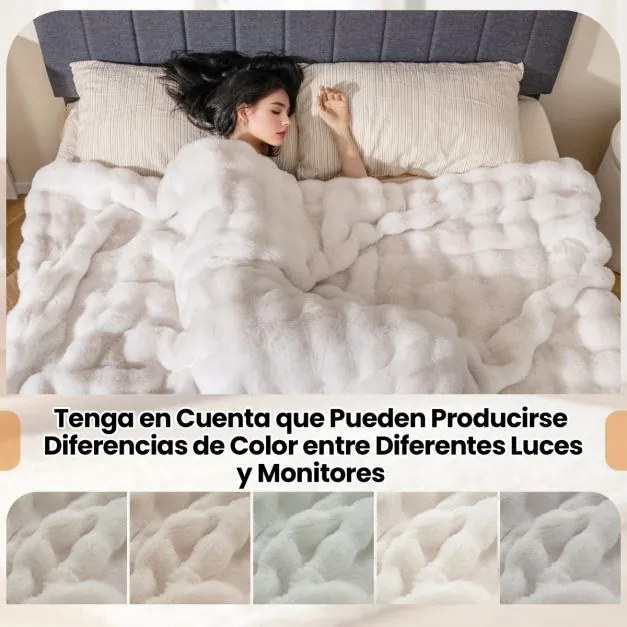 Manta de pele sintética de luxo 178 x 203 cm Manta de pelúcia macia, grossa e quente para Natal Decoração de cama, sofá ou poltrona Branco