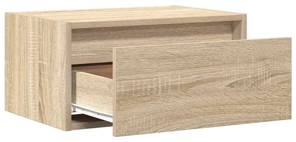 Mesas de cabeceira de parede com luzes LED 2pcs carvalho sonoma