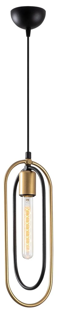 Candeeiro Suspenso Cerco – Preto e Dourado – 14 x 8 cm