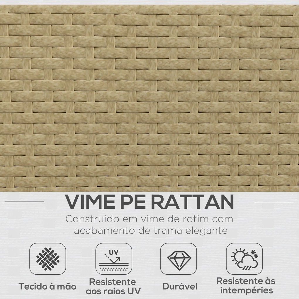 Conjunto de Móveis de Vime 3 Peças Mesa de Centro Sofá Duplo e Sofá de