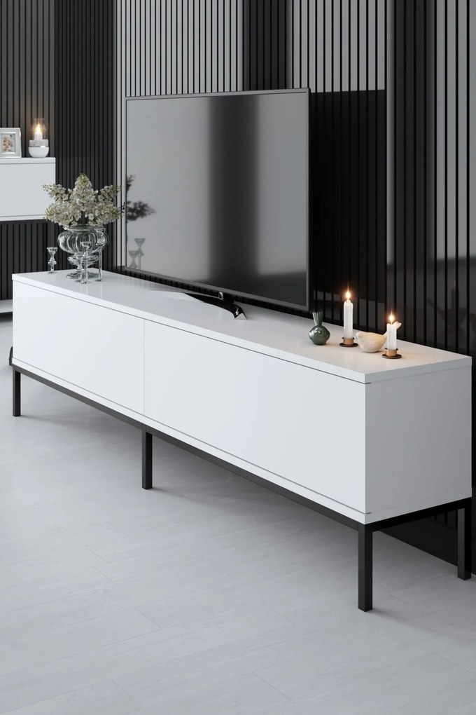 Móvel TV Lord – Preto e Branco – 180 cm x 47 cm x 30 cm