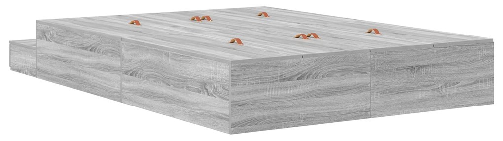 Estrado de Cama com Arrumação Cinza Sonoma 135x190 cm