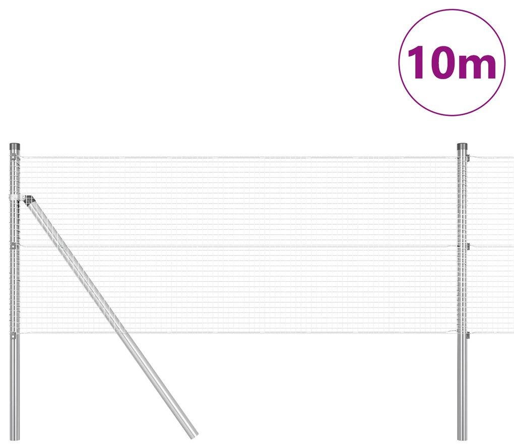 Cerca de Arame Soldado com 7 Postes 0.6x10 m Aço Galvanizado