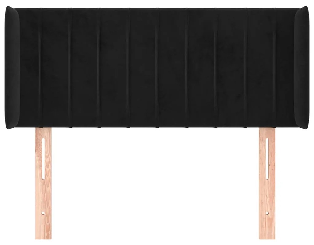 Cabeceira de cama c/ abas veludo 93x16x78/88 cm preto