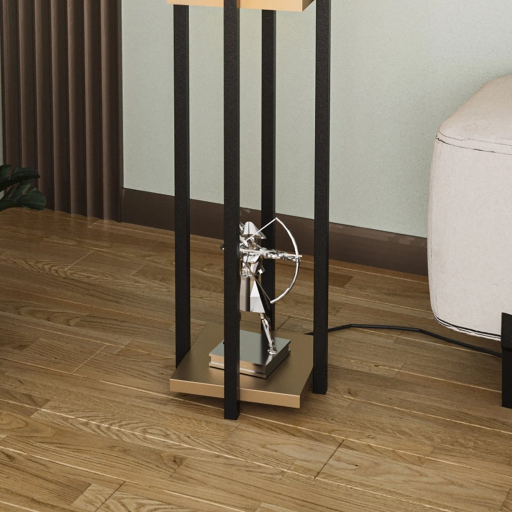 Candeeiro de Pé Shelf Lamp – Preto e Dourado – 25 x 25 x 130 cm
