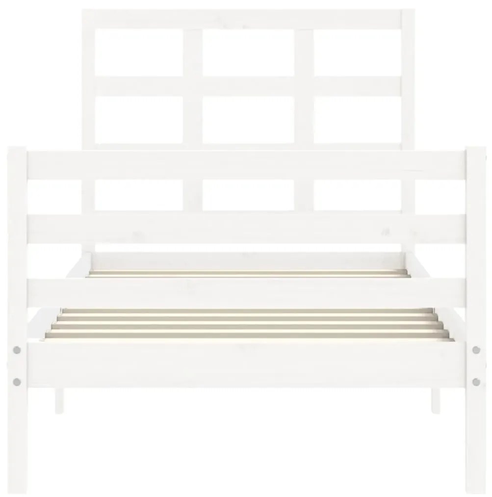 Estrutura de cama com cabeceira 100x200cm madeira maciça branco