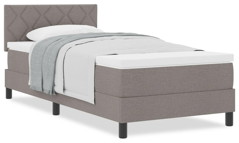 Cama Box Spring com Colchão Taupe 90x200 cm Tecido