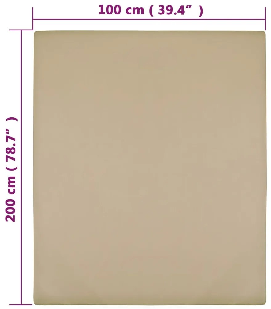 Lençóis ajustáveis 2 pcs 100x200cm algodão jersey