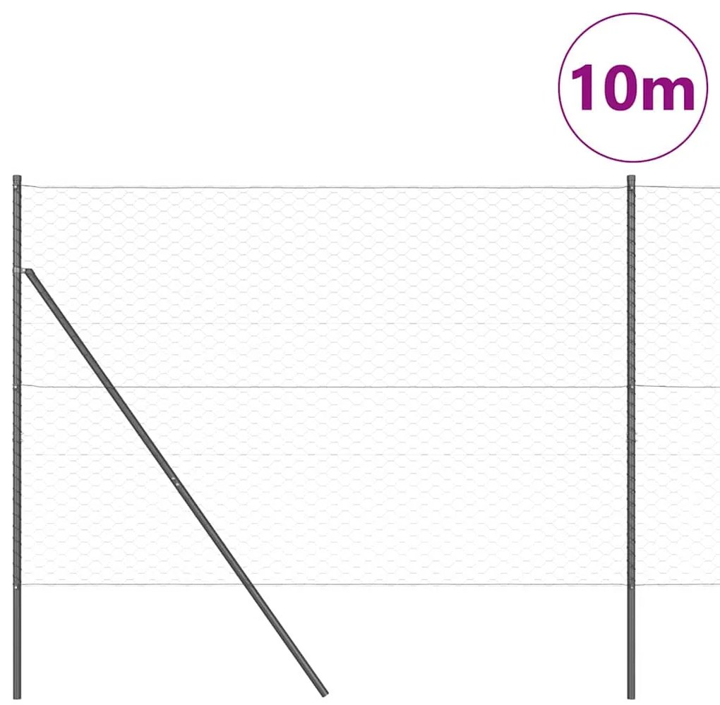 Cerca Hexagonal vidaXL Cinza 1,6x10 m Aço
