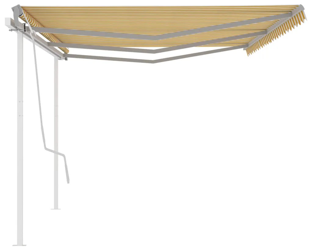 Toldo retrátil manual com postes 6x3 m amarelo e branco