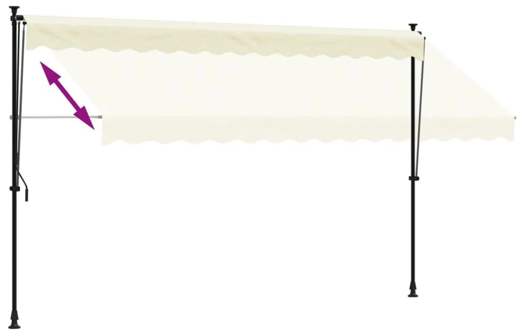 Toldo retrátil 350x150 cm tecido e aço cor creme