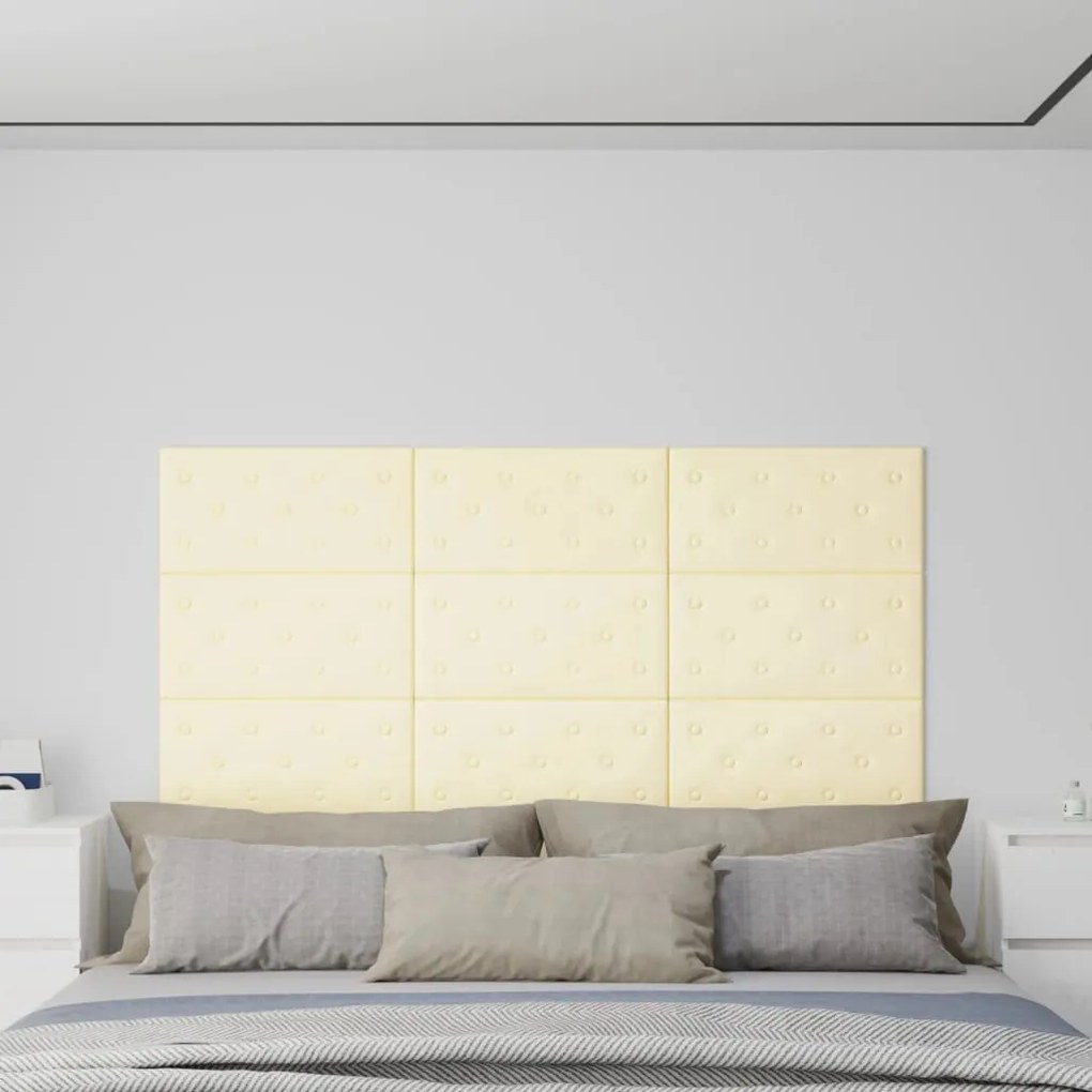 Painel de parede 12 pcs 60x30 cm couro artificial 2,16 m² creme
