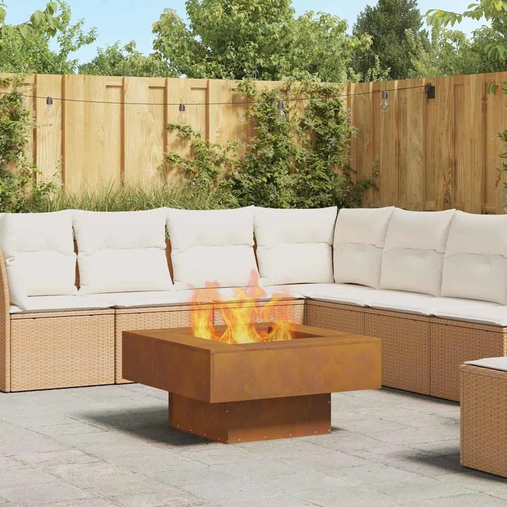 vidaXL Fire Pit Castanho 80 x 80 x 40 cm Aço corten