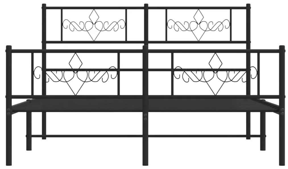 Estrutura de cama com cabeceira e pés 140x190 cm metal preto