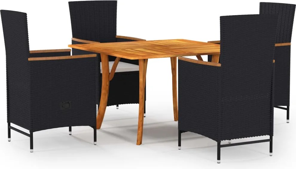 vidaXL 5 pcs conjunto de jantar para jardim preto