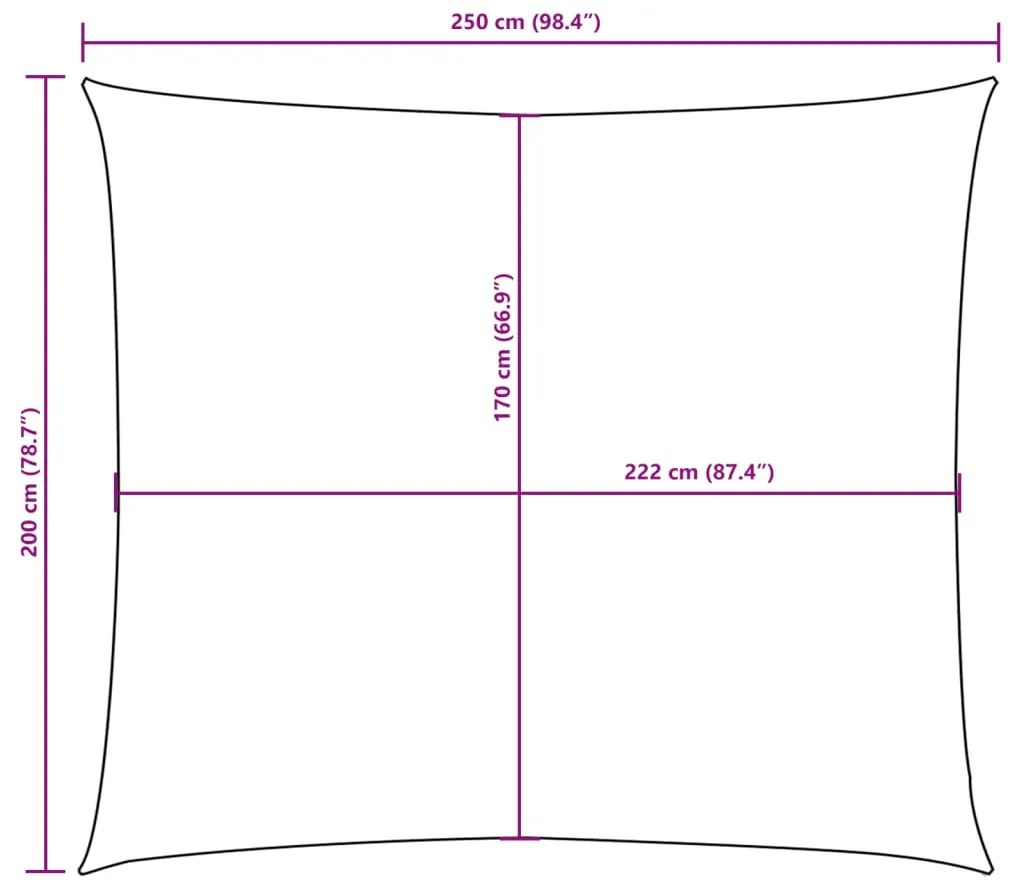 Para-sol vela tecido oxford retangular 2x2,5 m verde-escuro
