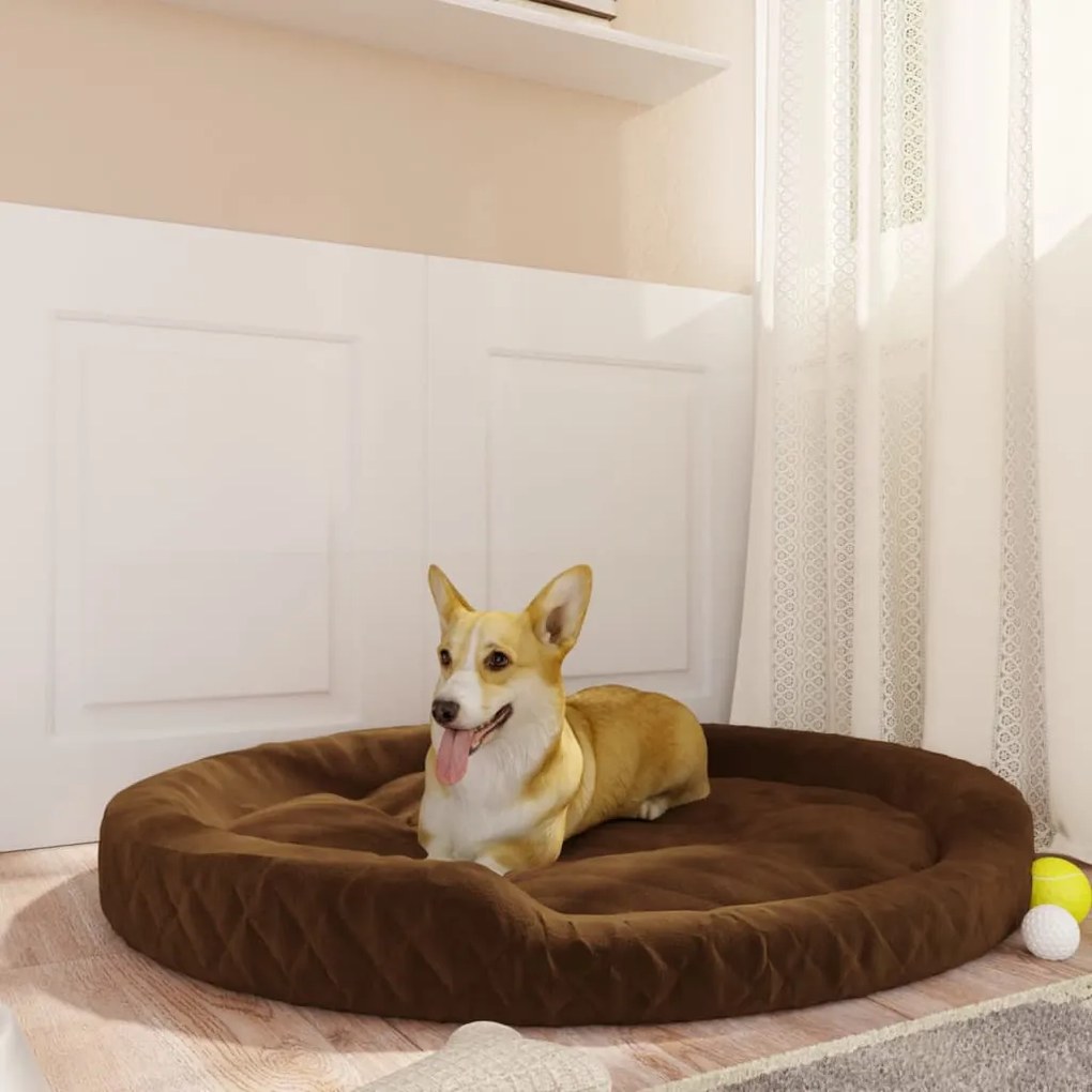 171393 vidaXL Cama para cães 110x90x23 cm pelúcia castanho