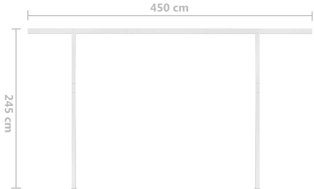 Toldo retrátil manual com postes 4x3,5 m amarelo e branco
