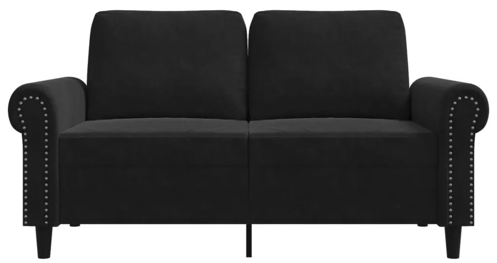 Sofá de 2 lugares veludo 120 cm preto