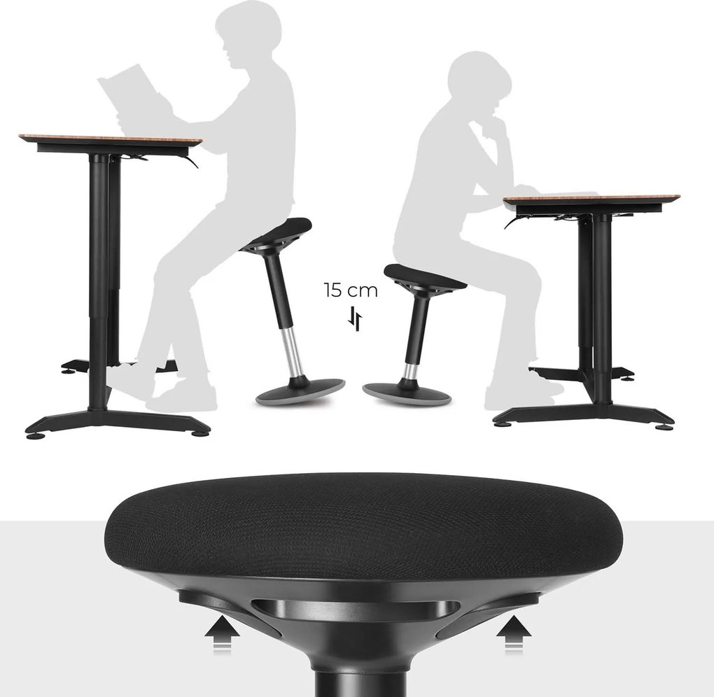 Banco de trabalho de escritório 50-65 cm preto