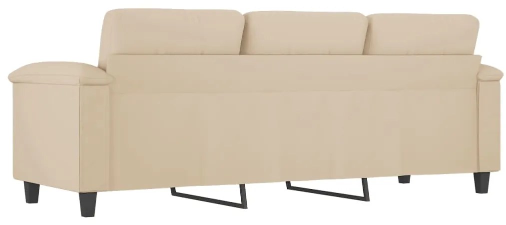 Sofá de 3 lugares 180 cm tecido de microfibra creme