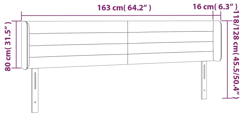 Cabeceira de cama c/ abas tecido 163x16x78/88cm castanho-escuro