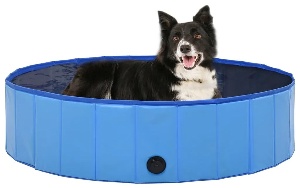 170826 vidaXL Piscina para cães dobrável 120x30 cm PVC azul