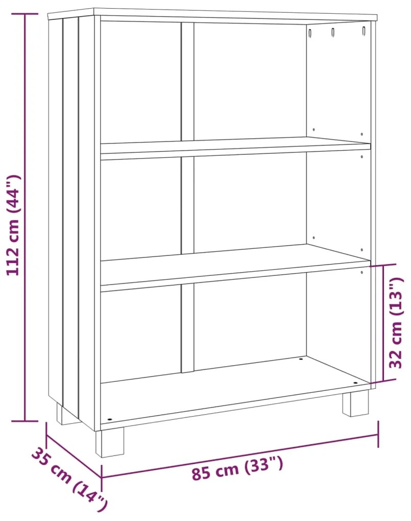 Estante HAMAR 85x35x112 cm pinho maciço cinza-claro