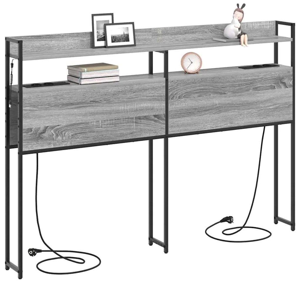 Cabeceira de armazenamento Cinza sonoma 135 cm