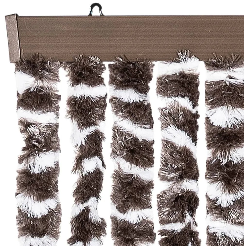 Cortina anti-insetos 56x200 cm chenille castanho e branco