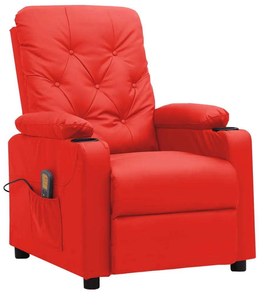 339134 vidaXL Poltrona massagens reclinável couro artificial vermelho