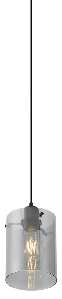 Foco moderno preto com vidro fumado para sistema de calha monofásico - Iconic Dome Moderno