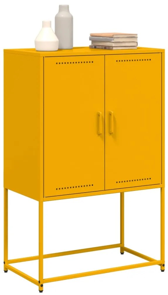Aparador alto 68,5x38,5x107 cm aço amarelo mostarda
