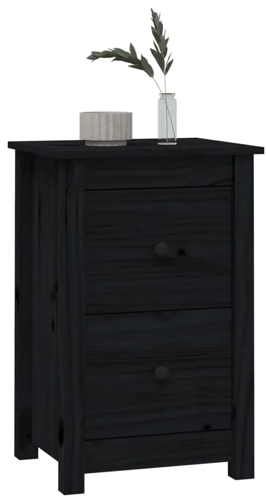 Mesas de cabeceira 2 pcs 40x35x61,5 cm pinho maciço preto