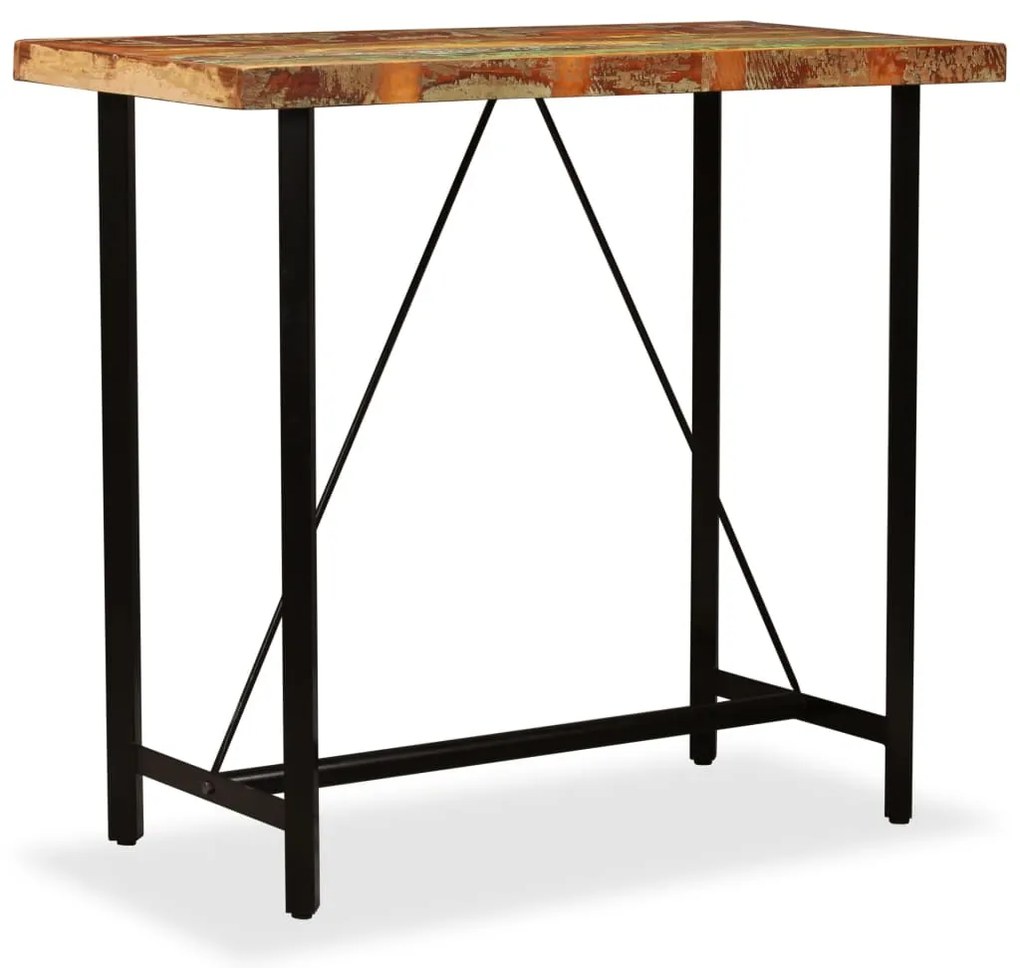 Mesa de bar em madeira reciclada maciça 120x60x107 cm