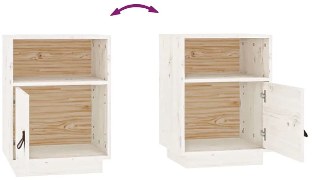 Mesas de cabeceira 2 pcs 40x34x55 cm pinho maciço branco