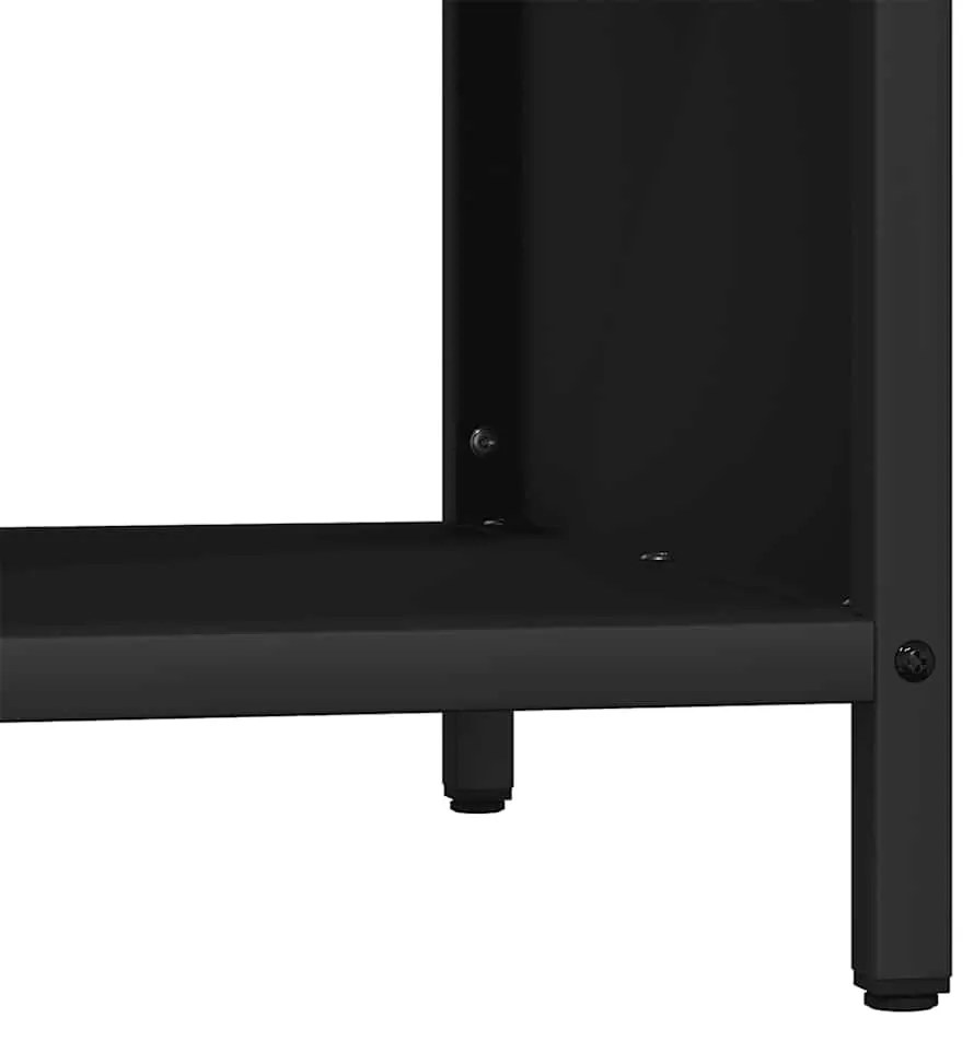 Suporte para lenha com tampo de madeira 100,5x35,5x40 cm preto