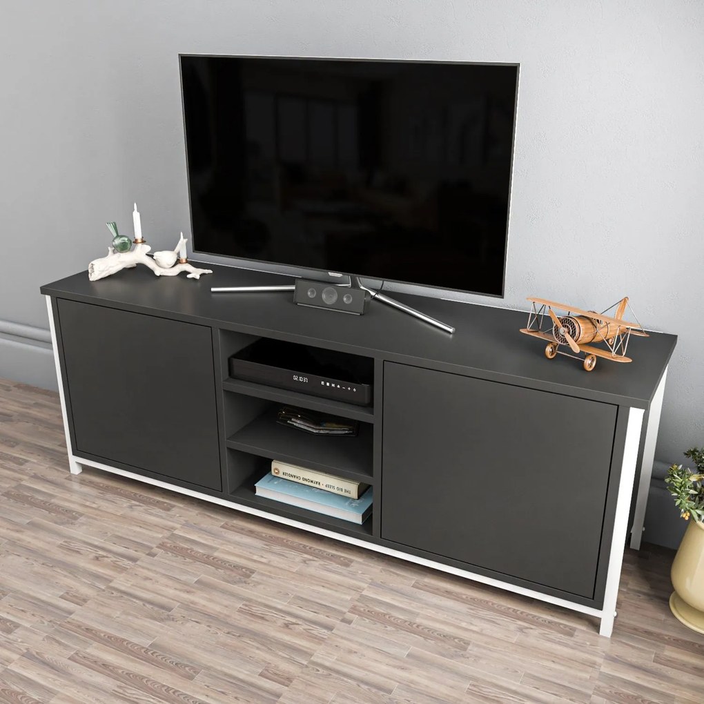 Móvel TV Otis – Branco e Antracite – 140x35,3x50,8 cm