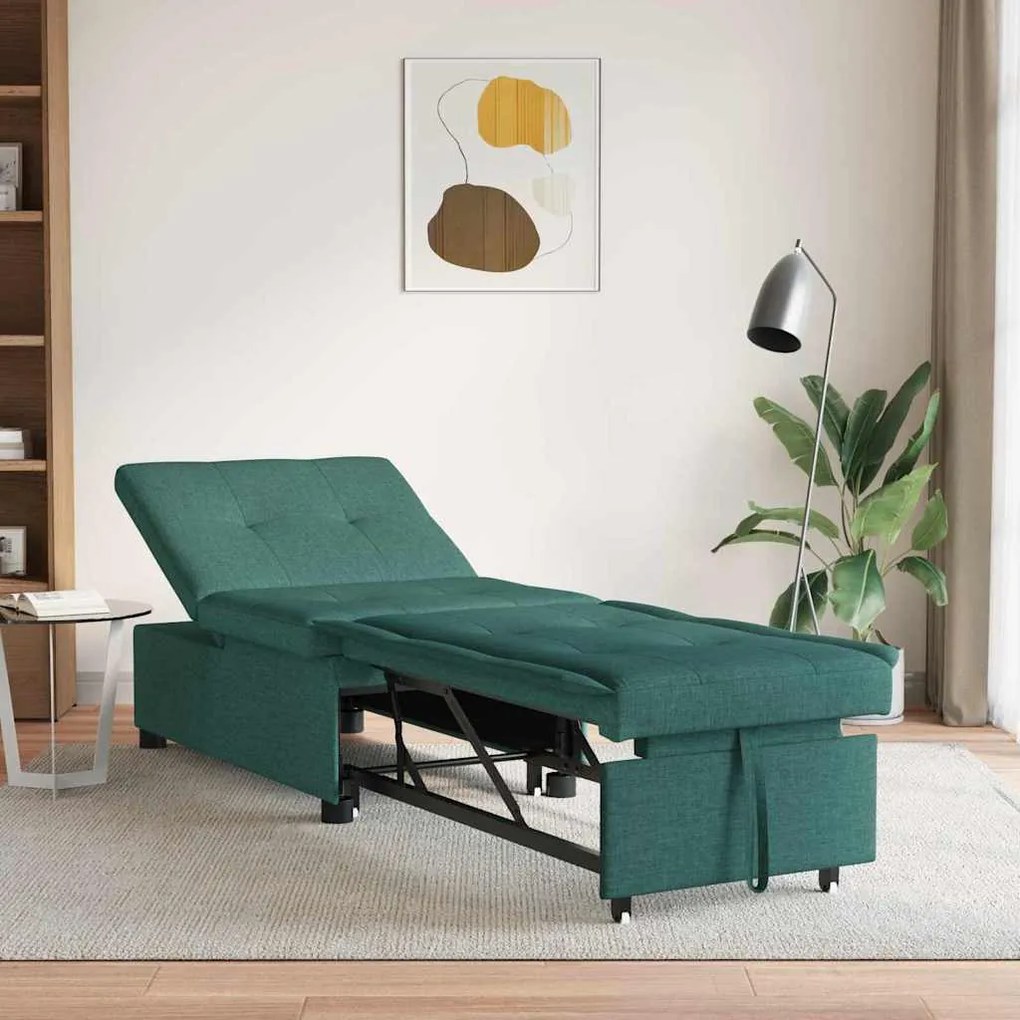 vidaXL Sofá-cama retrátil Verde Escuro 194 x 50 x 82 cm Contraplacado